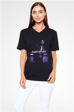 Kanye West Siyah Unisex V Yaka Tişört