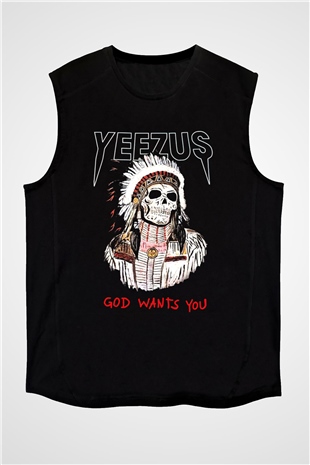 Kanye West Yeezus Siyah Unisex Kolsuz Tişört