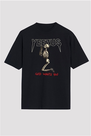 Kanye West Yeezus Siyah Unisex Oversize Tişört T-Shirt