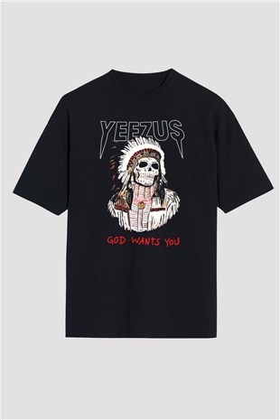 Kanye West Yeezus Siyah Unisex Oversize Tişört T-Shirt