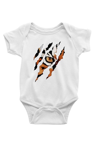 Kaplan Baskılı Beyaz Unisex Bebek Body - Zıbın