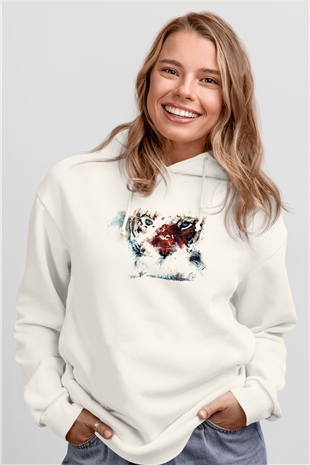 Kaplan Beyaz Unisex Hoodie