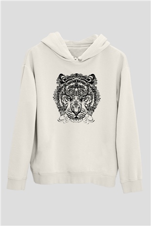 Kaplan Beyaz Unisex Kapşonlu Sweatshirt