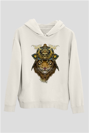 Kaplan Beyaz Unisex Kapşonlu Sweatshirt