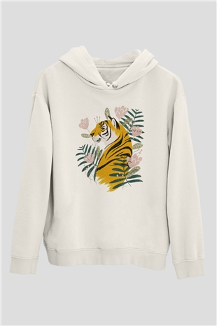Kaplan Beyaz Unisex Kapşonlu Sweatshirt