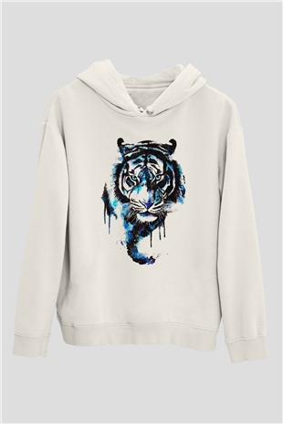 Kaplan Beyaz Unisex Kapşonlu Sweatshirt