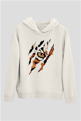 Kaplan Beyaz Unisex Kapşonlu Sweatshirt