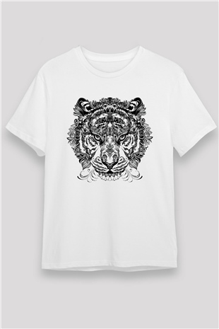 Kaplan Beyaz Unisex Tişört T-Shirt - TişörtFabrikası