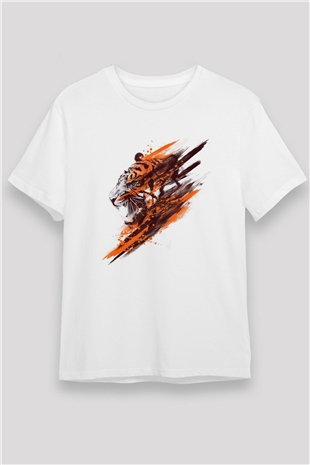 Kaplan Beyaz Unisex Tişört T-Shirt - TişörtFabrikası