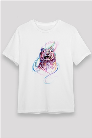 Kaplan Beyaz Unisex Tişört T-Shirt - TişörtFabrikası