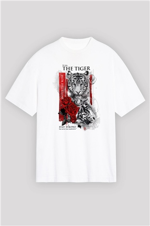 Kaplan Beyaz Oversize Tişört Oversize T-shirt - TişörtFabrikası
