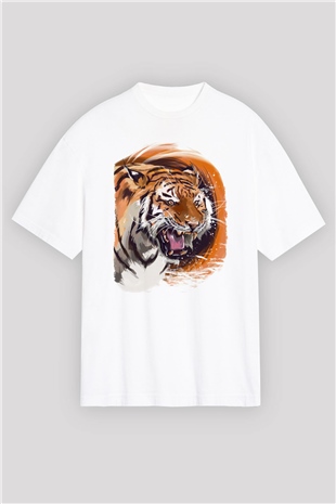 Kaplan Beyaz Oversize Tişört Oversize T-shirt - TişörtFabrikası