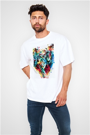 Kaplan Beyaz Oversize Tişört Oversize T-shirt - TişörtFabrikası