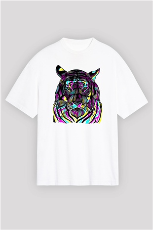 Kaplan Beyaz Oversize Tişört Oversize T-shirt - TişörtFabrikası