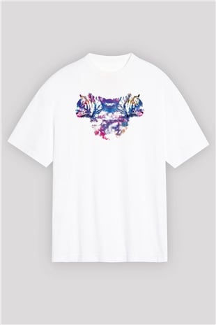 Kaplan Beyaz Oversize Tişört Oversize T-shirt - TişörtFabrikası