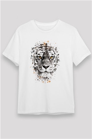 Kaplan Beyaz Unisex Tişört T-Shirt - TişörtFabrikası
