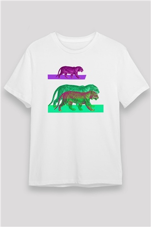 Kaplan Beyaz Unisex Tişört T-Shirt - TişörtFabrikası