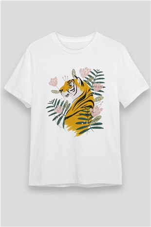 Kaplan Beyaz Unisex Tişört T-Shirt - TişörtFabrikası
