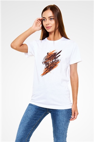 Kaplan Beyaz Unisex Tişört T-Shirt - TişörtFabrikası