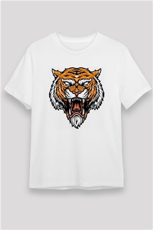 Kaplan Beyaz Unisex Tişört T-Shirt - TişörtFabrikası