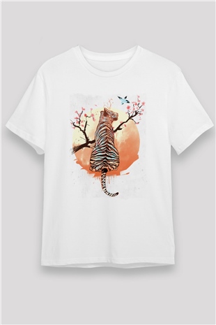 Kaplan Beyaz Unisex Tişört T-Shirt - TişörtFabrikası