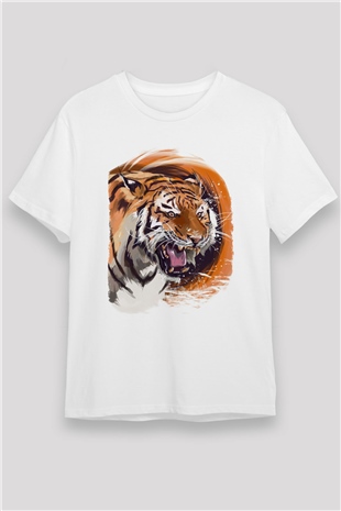 Kaplan Beyaz Unisex Tişört T-Shirt - TişörtFabrikası