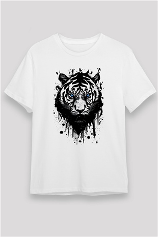 Kaplan Beyaz Unisex Tişört T-Shirt - TişörtFabrikası