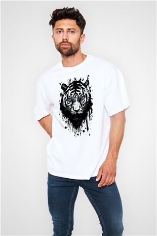 Kaplan Beyaz Oversize Tişört Oversize T-shirt - TişörtFabrikası