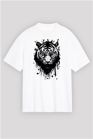 Kaplan Beyaz Oversize Tişört Oversize T-shirt - TişörtFabrikası