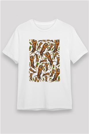 Kaplan Beyaz Unisex Tişört T-Shirt - TişörtFabrikası