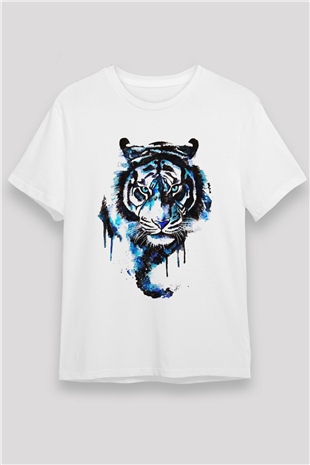 Kaplan Beyaz Unisex Tişört T-Shirt - TişörtFabrikası