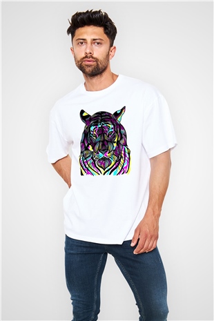 Kaplan Beyaz Oversize Tişört Oversize T-shirt - TişörtFabrikası