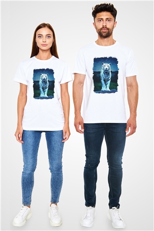 Kaplan Beyaz Unisex Tişört T-Shirt - TişörtFabrikası