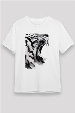 Kaplan Beyaz Unisex Tişört T-Shirt - TişörtFabrikası