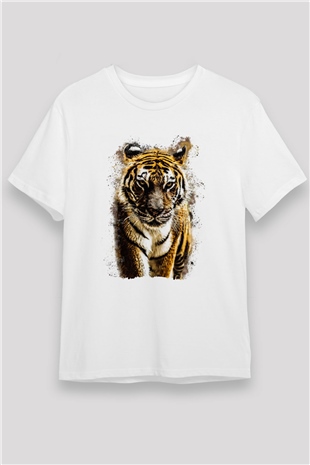 Kaplan Beyaz Unisex Tişört T-Shirt - TişörtFabrikası