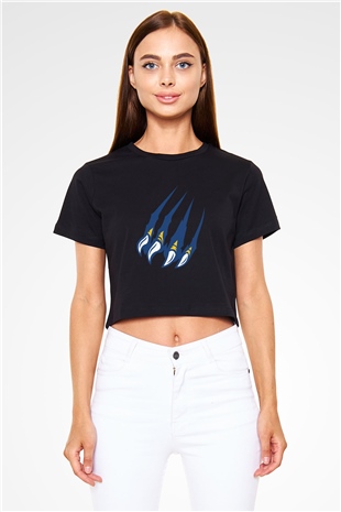 Kaplan Siyah Crop Top Tişört