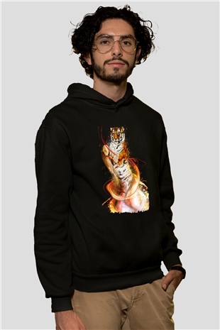 Kaplan Siyah Unisex Hoodie