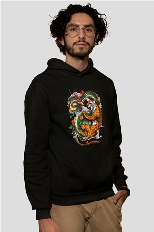 Kaplan Siyah Unisex Hoodie