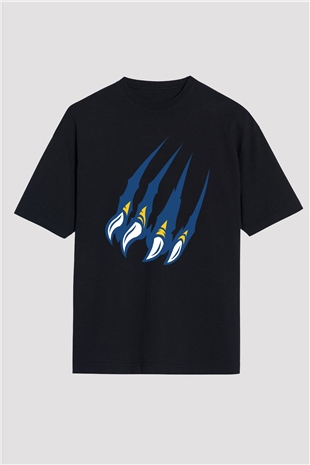 Kaplan Siyah Unisex Oversize Tişört T-Shirt