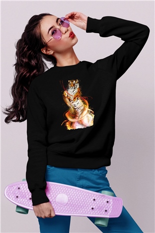 Kaplan Siyah Unisex Sweatshirt
