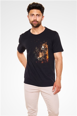 Kaplan Siyah Unisex Tişört T-Shirt - TişörtFabrikası