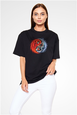 Kaplan Siyah Oversize Tişört Oversize T-shirt - TişörtFabrikası