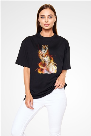 Kaplan Siyah Oversize Tişört Oversize T-shirt - TişörtFabrikası