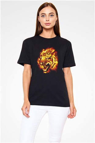 Kaplan Siyah Unisex Tişört T-Shirt - TişörtFabrikası
