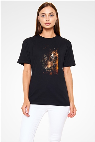 Kaplan Siyah Unisex Tişört T-Shirt - TişörtFabrikası