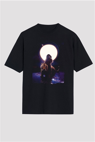 Kaplan Siyah Oversize Tişört Oversize T-shirt - TişörtFabrikası