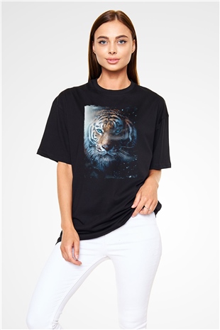 Kaplan Siyah Oversize Tişört Oversize T-shirt - TişörtFabrikası