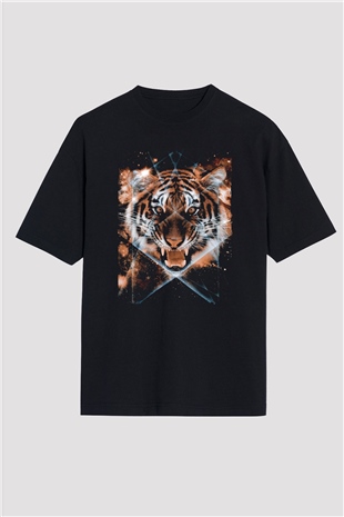 Kaplan Siyah Oversize Tişört Oversize T-shirt - TişörtFabrikası