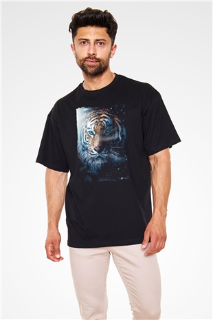 Kaplan Siyah Oversize Tişört Oversize T-shirt - TişörtFabrikası
