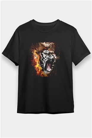 Kaplan Siyah Unisex Tişört T-Shirt - TişörtFabrikası